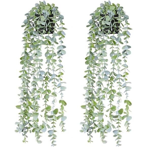 Fake Hanging Plants in Pots Artificial Ivy Vine Leaves for Home Kitchen Garden - Picture 8 of 8